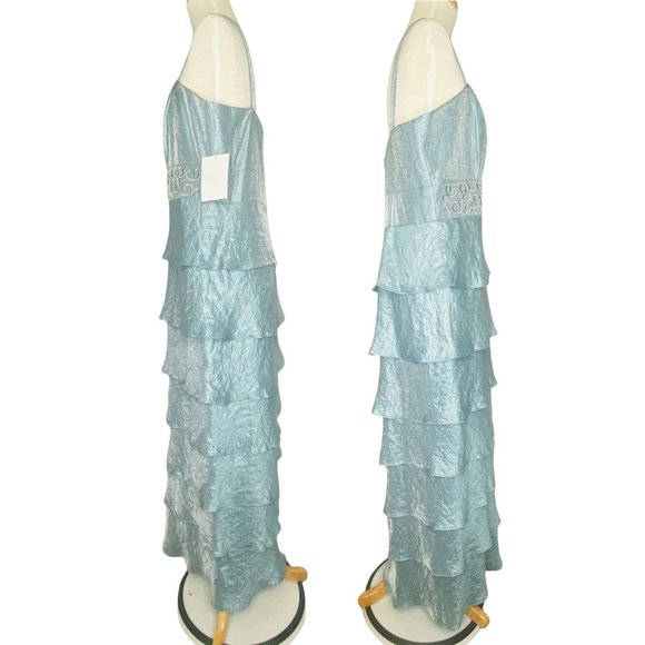 Vintage 80s R&M Richards Tafetta 2Piece Gown and Bolero Set NWT Blue Sz 14 Style - Picture 5 of 12